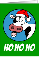 Cow Wearing Santa Hat Funny Christmas card
