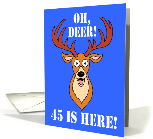Oh Deer Funny Animal Pun 45th Birthday card (1895702)
