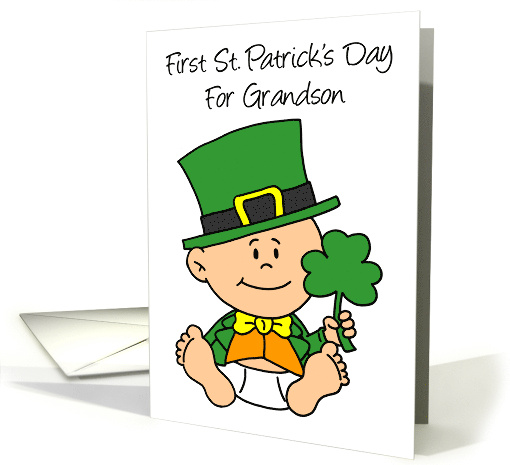 First St Patricks Day Cartoon Baby Grandson Shamrock card (1899776)