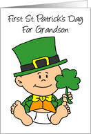 First St Patricks Day Cartoon Baby Grandson Shamrock card