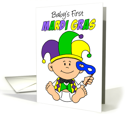 Baby's First Mardi Gras Cartoon Baby Jester card (1901350)