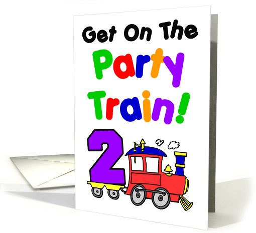 Get On The Party Train 2nd Birthday card (1908942)