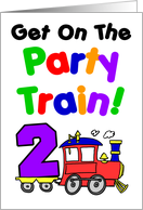 Get On The Party Train 2nd Birthday card
