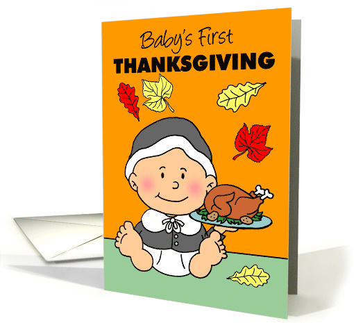 Baby Girl First Thanksgiving Cute Little Pilgrim card (1946294)