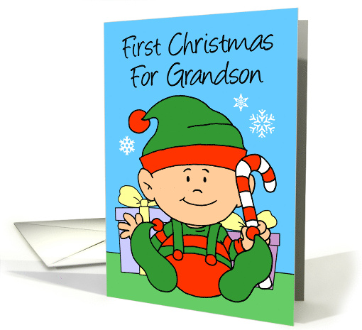 Grandson's First Christmas Cute Little Elf card (1947252)