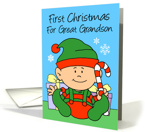 Great Grandson's First Christmas Cute Little Elf card (1947278)