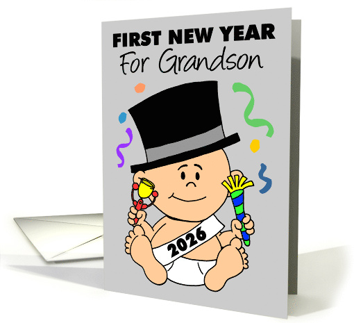 Grandson's First New Year 2026 Confetti card (1948316)