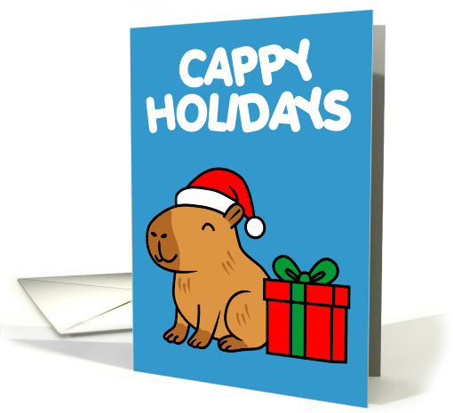Cappy Holidays Santa Capybara Animal Pun card (1949636)
