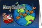 Christmas Eve - Santa & reindeer deliver presents around the world card