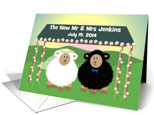 Sheep Wedding Thank You for the Wedding Gift  - fun, personalized card