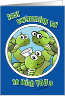 Turtley Awesome Birthday - sea turtles, porthole, sailor, glasses card