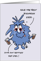 Cartoon character with beer - Have the best birthday ever card