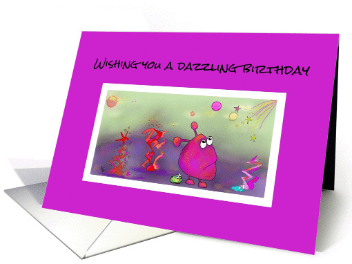 Cartoon Aliens -Wishing you a Dazzling Birthday card (1271228)