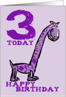3 Today Dinosaur Happy Birthday Card