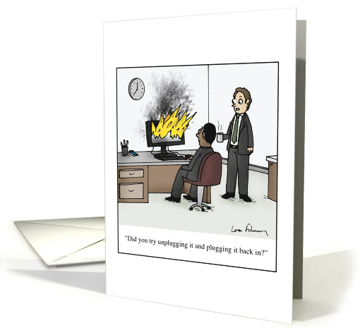 Funny Tech Support Cartoon Blank Any Occasion card (1520876)