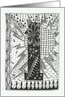 Numerology number One, the vibrant leader, black and white tangle card