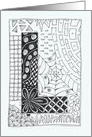 Letter L initial/monogram, tangle-style black/white colouring card