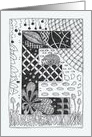 Letter E initial/monogram tangle-style black/white colouring #3 card