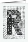 Letter R initial/monogram tangle-style black/white colouring #2 card
