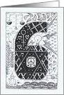 Number Six (6) black/white colouring tangle numerology, Peace, love card