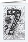 Number Seven(7 ) black/white colouring tangle numerology card