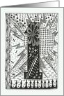 Number One (1) black/white colouring tangle-style Age specific banner card