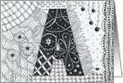 Letter A initial/monogram landscape black/white colouring tangle-style card