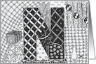 Letter N initial/monogram landscape black/white colouring tangle-style card