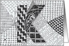 Letter K initial/monogram landscape black/white colouring tangle-style card