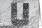 Letter U initial/monogram landscape black/white colouring tangle-style card