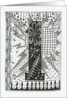 Numerology number One, the vibrant leader, black and white tangle card