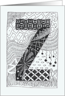 Letter Z initial/monogram zentangle-inspired black/white colouring card