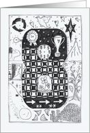 Number Eight (8 ) black/white colouring tangle numerology, wealth card