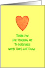 Teacher Thank you for teaching me to Persevere Red Yellow Heart card