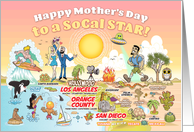 Happy Mother’s Day in SoCal Sunny California Map Cartoon card