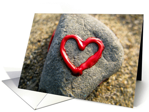 Red heart on the beach card (1279024)