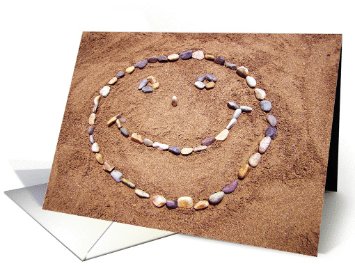 Friendship card with smily face on beach card (1280580)
