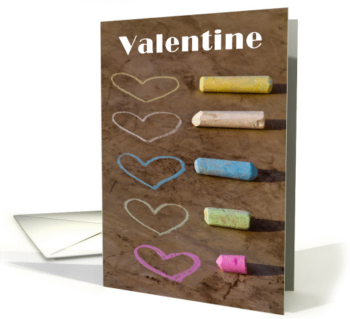 Trendy Valentine's Day card with hearts drawn with crayons card