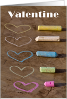 Trendy Valentine’s Day card with hearts drawn with crayons card
