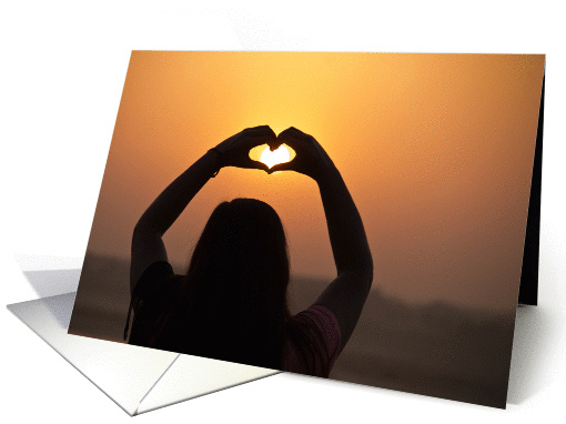 Love card with a silhouette of a heart made of hands card (1356842)