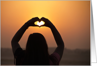 Love card with a silhouette of a heart made of hands card