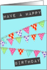 Bunting Birthday card, Blue card
