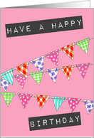 Bunting Birthday card, Pink card
