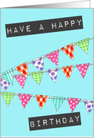 Bunting Birthday card, Blue card