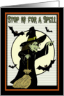 Stop in for a Spell Witch Halloween Party Invitation card