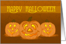 Carved Lit Pumpkins Smiling and Laughing for Halloween card