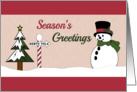 Snowman at the North Pole with Tree for Christmas card