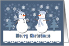 Cute Snowmen on a Winter’s Night for Christmas card