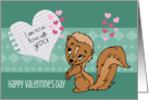 An Adorable Chipmunk Looks Lovingly at a Notepaper Heart card