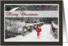 Outdoor Bridge with Christmas Decorations card